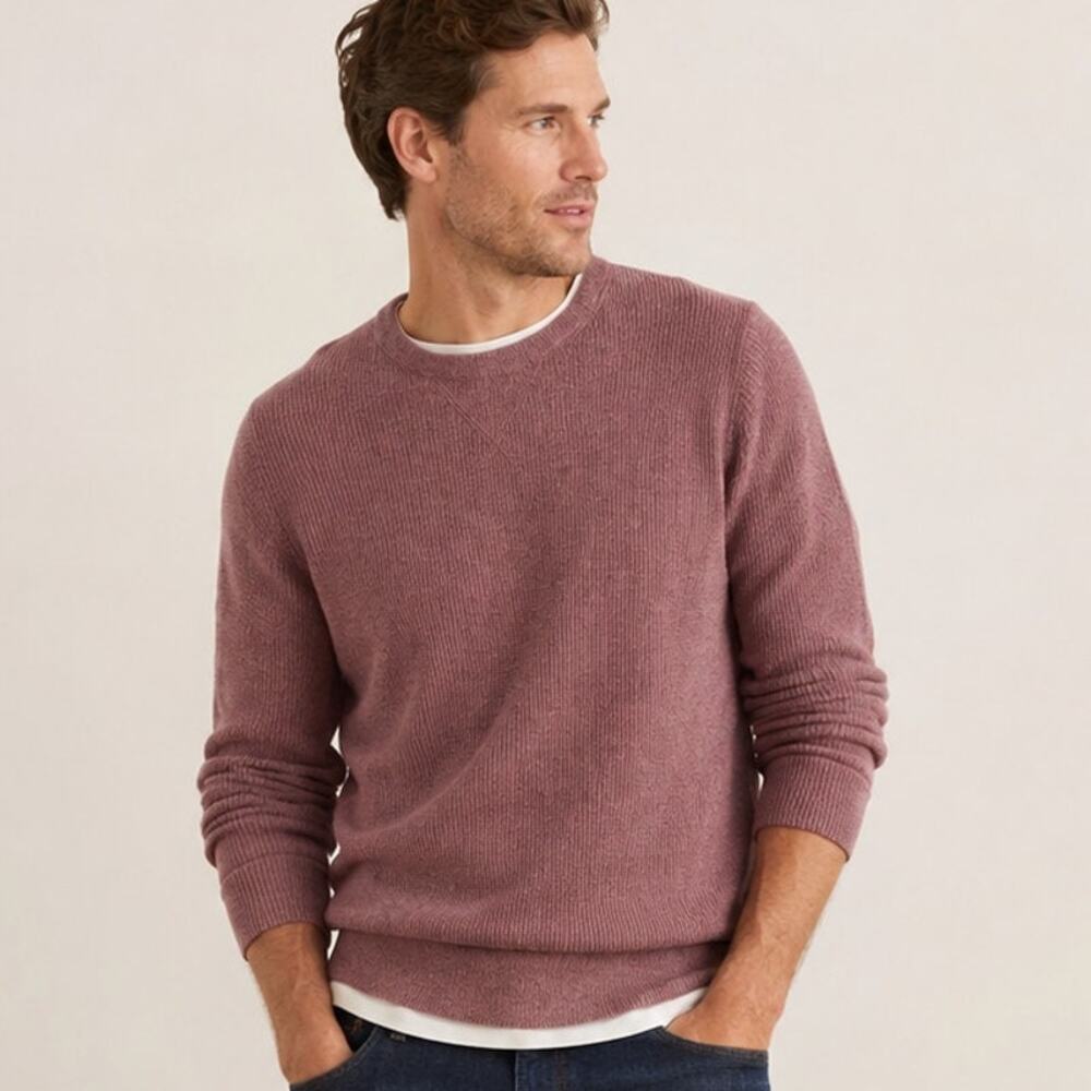 Madewell Men's SZ XL Cashmere Sweater Thermal Sweatshirt Style Heather Berry